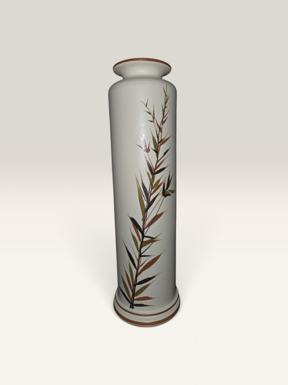 Rosenthal Netter Beige Ceramic Floor Vase with Brown and Green Leaf Design